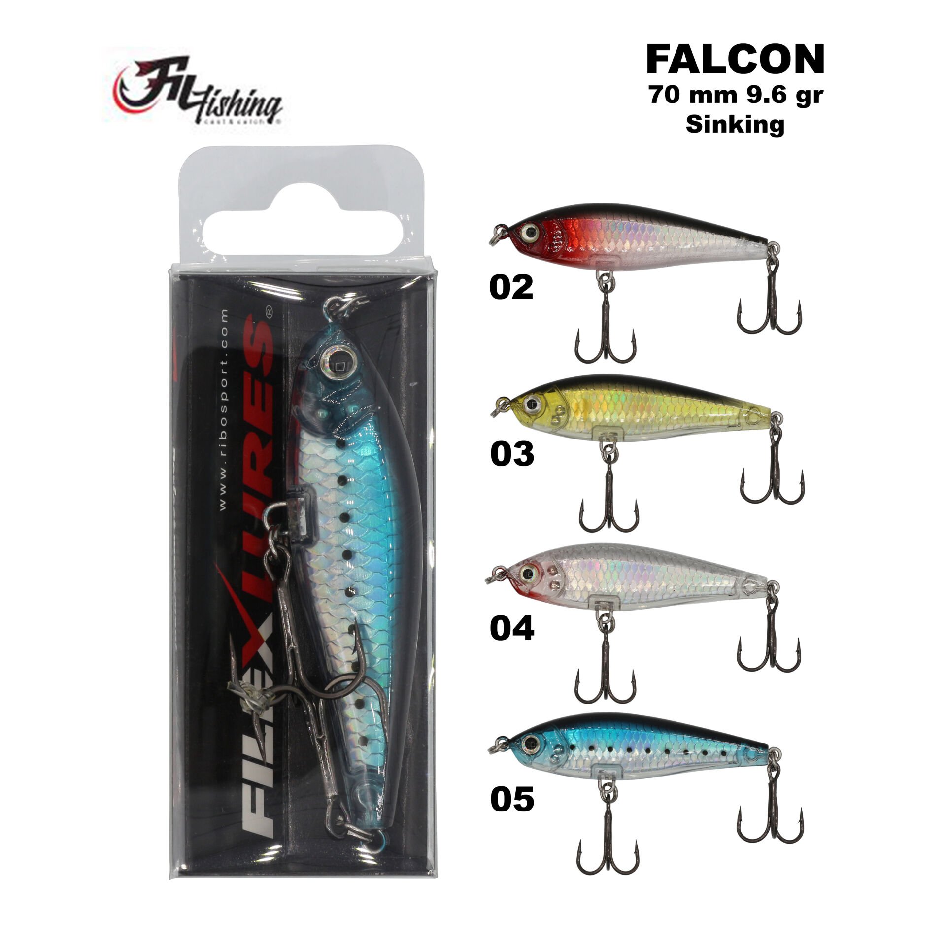 Filex Lures Falcon Sinking Maket Balık 70 mm 8.5 gr