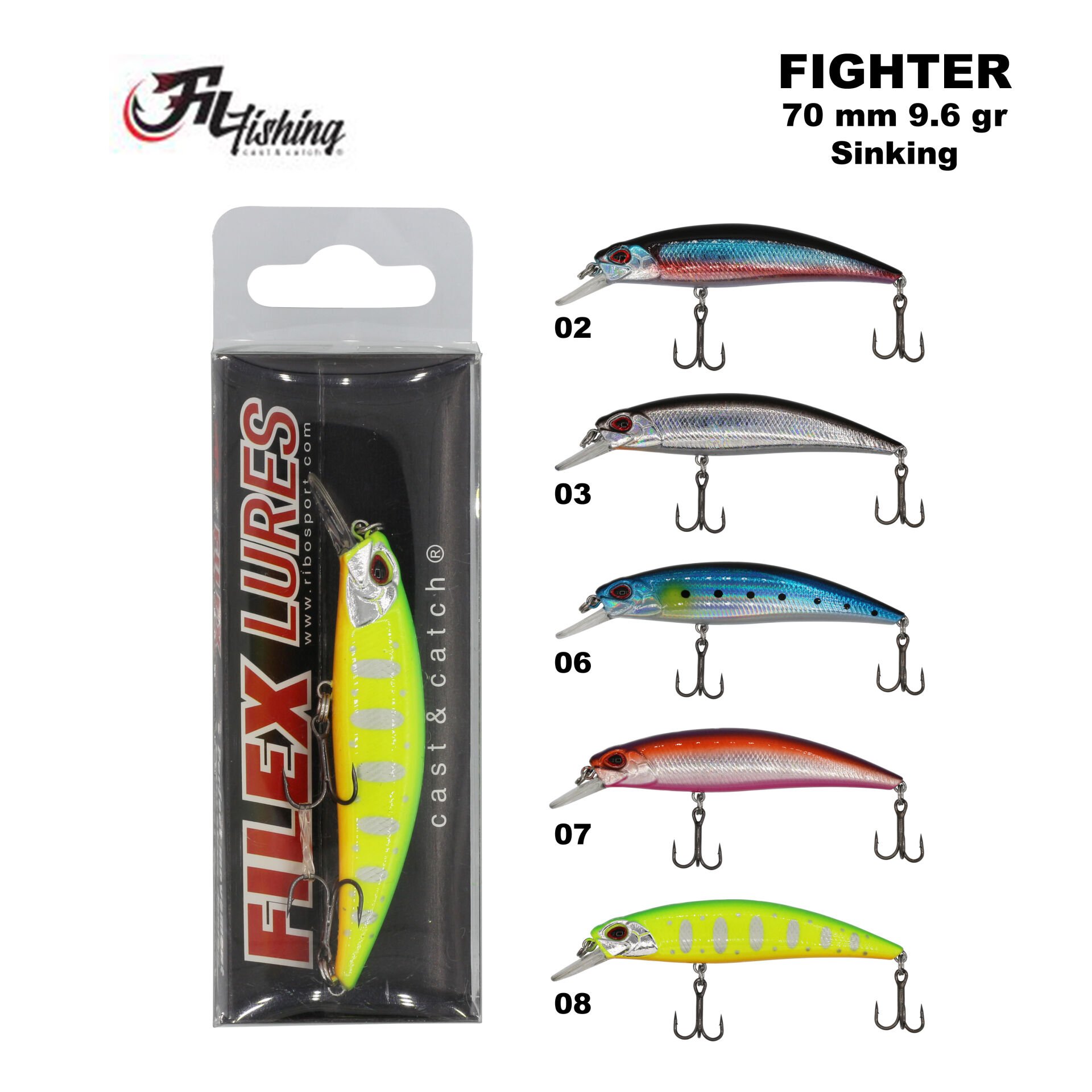 Filex Lures Fighter Sinking Maket Balık 70 mm 9.6 gr