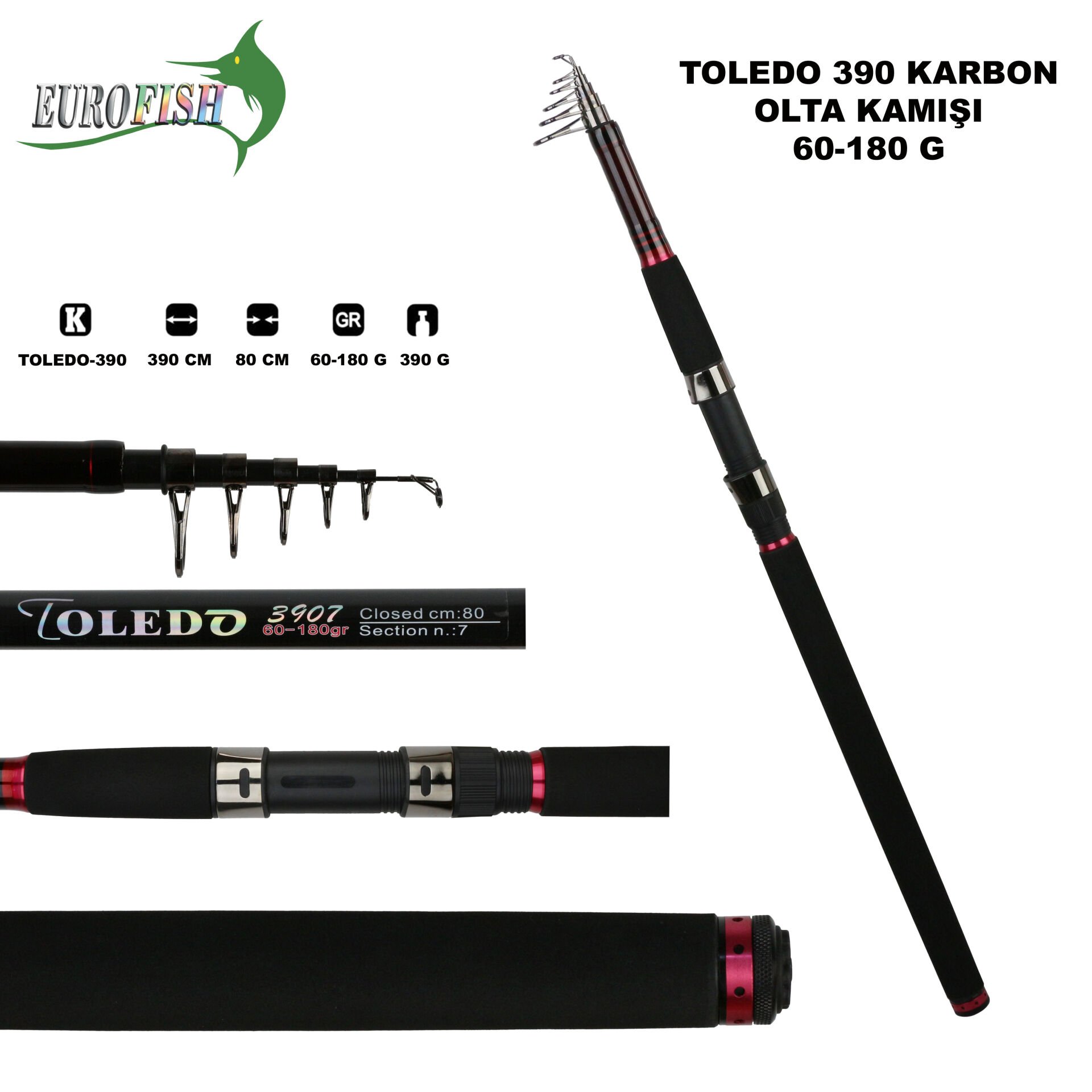 Toledo Karbon Olta Kamışı 60-180 Gr