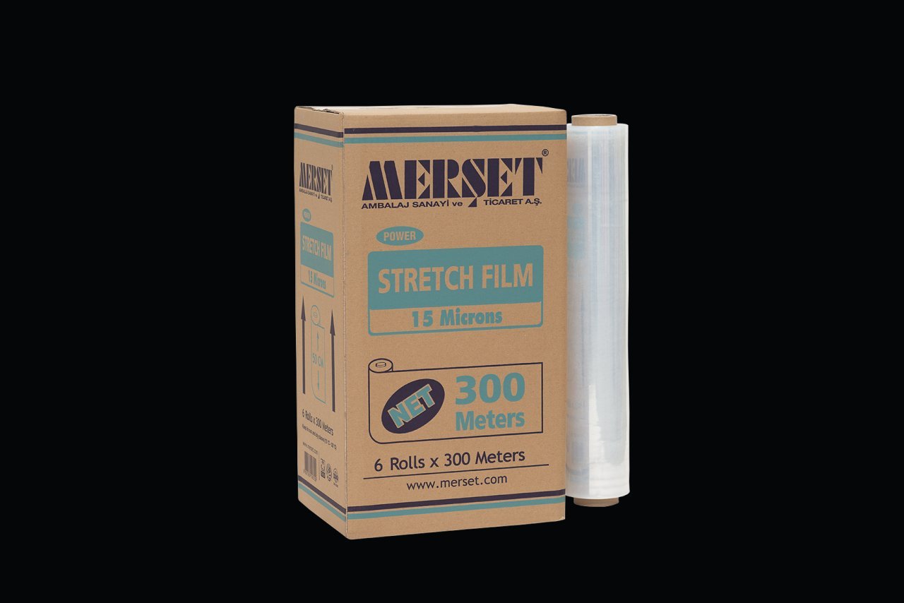 MERŞET STREÇ FİLM 15 Mik.50 cm X 300 Mt.( 6 ADETLİK KOLİ) NAKLİYE DAHİL