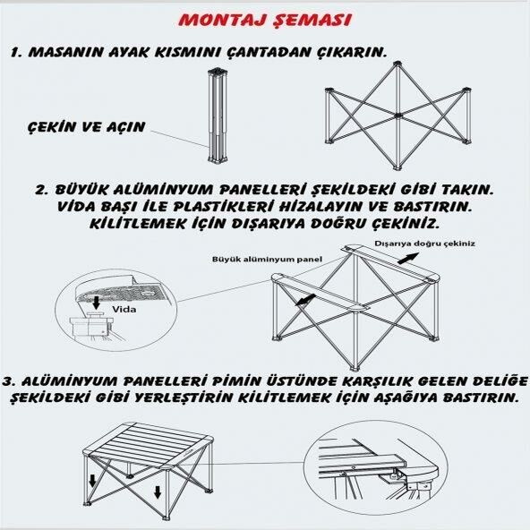 NURGAZ Alüminyum Kamp Masası (Küçük Katlanır)