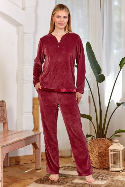 Kadife Uzun Kol Homewear Pijama Takımı CossybyAqua 24093