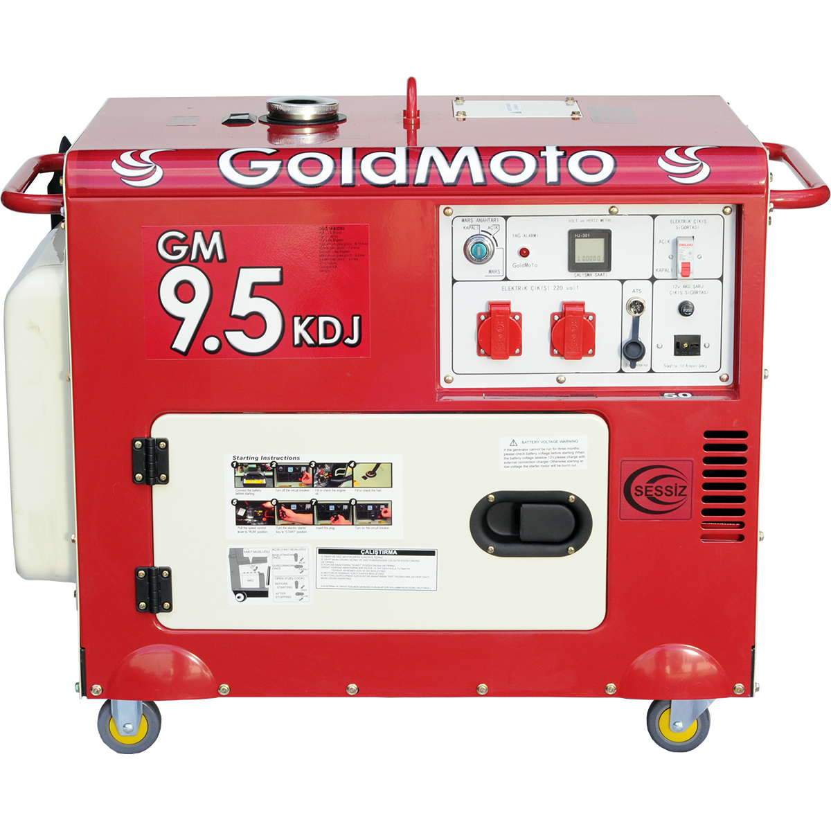 GoldMoto GM9.5KDJ Dizel Jeneratör 8.7Kva Monofaze Marşlı Kabinli