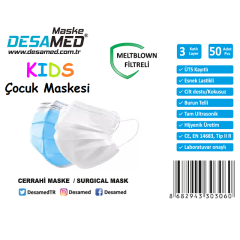 Desamed Çocuk Maske 3 Katlı Meltblown Filtreli 50 Adet (ÜTS Kayıtlı)