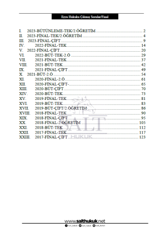 Eşya Hukuku Final/Büt Çıkmış Soru-Konu Anlatım Kitapçığı