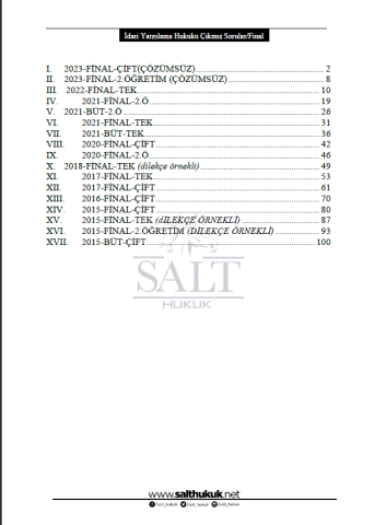 İdari Yargılama Final/Büt Çıkmış Soru-Konu Anlatım Kitapçığı