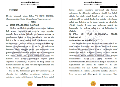 İcra ve İflas Hukuku 1. Dönem Part-1 (2020-2021)-KKÜ-Konu Anlatım Kitapçığı