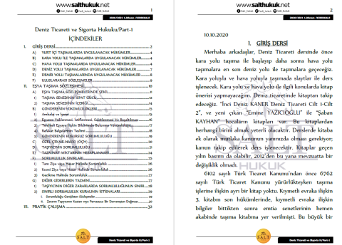 Deniz Ticaret Ve Sigorta 1. Dönem Part-1 (2020-2021)-KKÜ-Konu Anlatım Kitapçığı