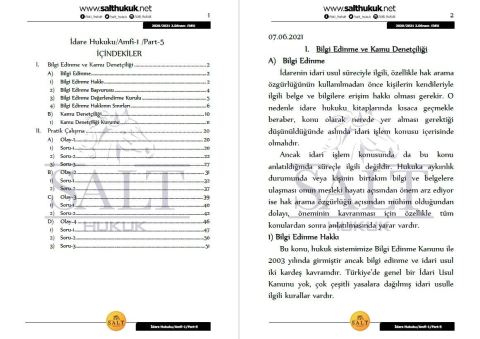 İdare Hukuku Amfi 1 2. Dönem Not Seti (2020-2021)-DEÜ-Konu Anlatım Kitapçığı