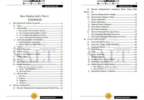 İdare Hukuku Amfi 1 2. Dönem Not Seti (2020-2021)-DEÜ-Konu Anlatım Kitapçığı