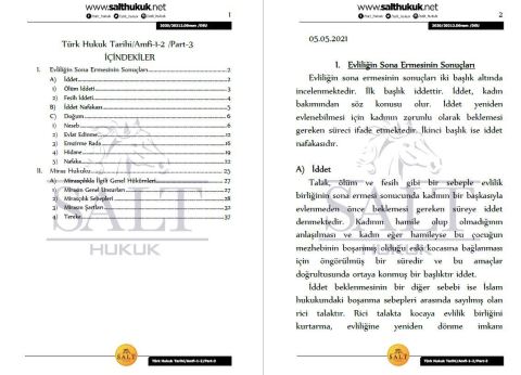 Türk Hukuk Tarihi Amfi 1-2 2. Dönem Not Seti (2020-2021)-DEÜ-Konu Anlatım Kitapçığı