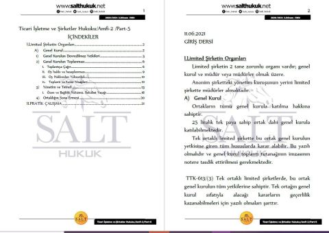 Ticaret İşletme ve Şirketler Hukuku Amfi 1 2. Dönem Not Seti (2020-2021)-DEÜ-Konu Anlatım Kitapçığı