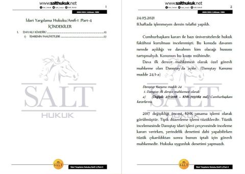 İdari Yargılama Hukuku Amfi 1 2. Dönem Not Seti (2020-2021)-DEÜ-Konu Anlatım Kitapçığı