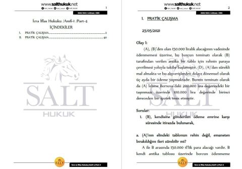 İcra ve İflas Hukuku Amfi 1 2. Dönem Not Seti (2020-2021)-DEÜ-Konu Anlatım Kitapçığı