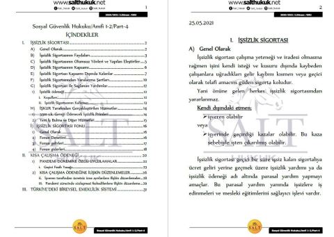 Sosyal Güvenlik Hukuku Amfi 1-2 2. Dönem Not Seti (2020-2021)-DEÜ-Konu Anlatım Kitapçığı