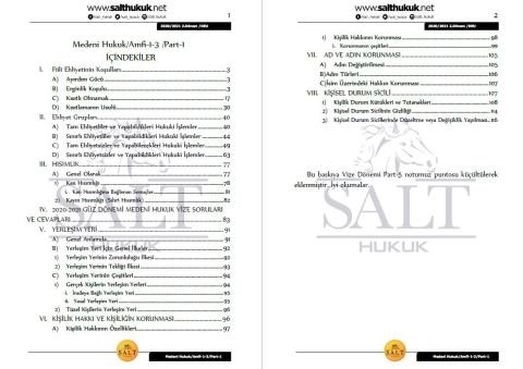 Medeni Hukuk Amfi 3 2. Dönem Part-1 (2020-2021)-DEÜ-Konu Anlatım Kitapçığı