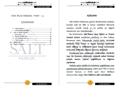 İcra ve İflas Hukuku 1. Dönem Part-4 (2020-2021)-AKHF-Konu Anlatım Kitapçığı