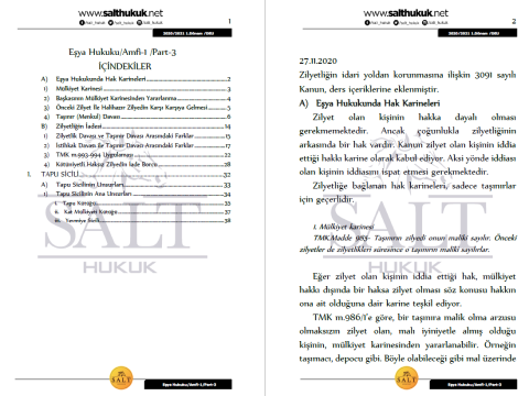 Eşya Hukuku Amfi 1 1. Dönem Part-3 (2020-2021)-DEÜ-Konu Anlatım Kitapçığı