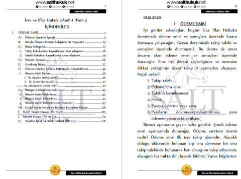 İcra ve İflas Hukuku Amfi 1 1. Dönem Part-3 (2020-2021)-DEÜ-Konu Anlatım Kitapçığı