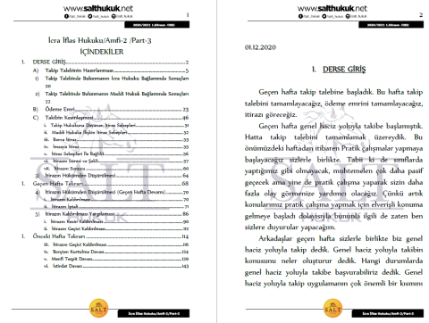 İcra ve İflas Hukuku Amfi 2 1. Dönem Part-3 (2020-2021)-DEÜ-Konu Anlatım Kitapçığı