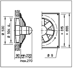 Helios HQD 500/6 Duvar Tipi Aksiyel Fan