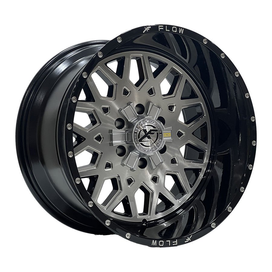 PRT DX8435 12X20İNÇ 6X139.7 ET-44 110 GLOSS BLACK BRUSHED ÇELİK JANT