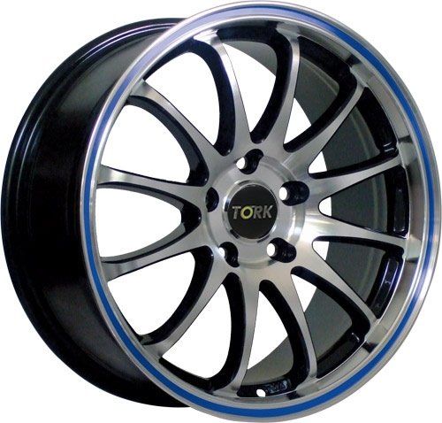 Megatork TORK 366 6.5x15inç 4x100/114 BLACK MACHINED + MAVI ÇELİK JANT