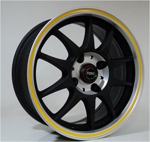 Megatork TORK 346 6.5x15inç 4x100/114.3 MAT BLACK + YELLOW ÇELİK JANT