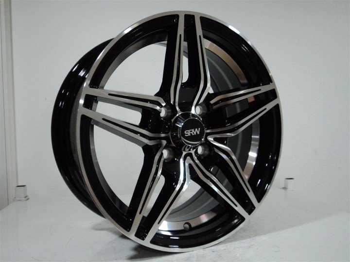 SRW 5385 6x14inç 4x100 ET38 73.1 Black Machıned Replika Çelik Jant