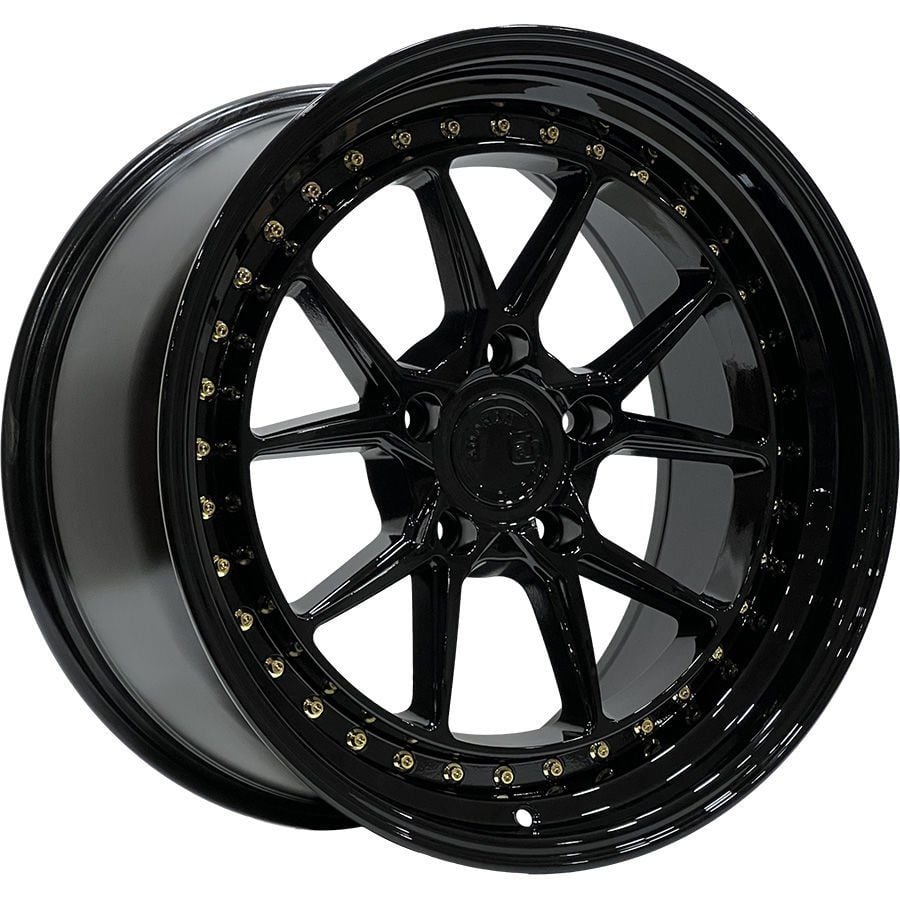 SLK 8123 8.5X18İNÇ 5X120 ET32 72.56 GLOSS BLACK+GOLD RIVETS ÇELİK JANT