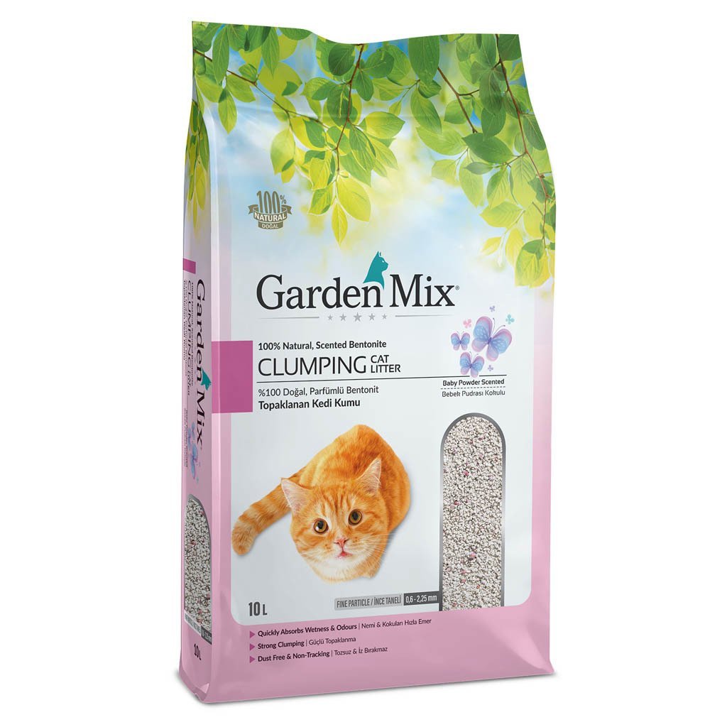 Garden Mix Bentonit Bebek Pudralı İnce Kedi Kumu 10 lt