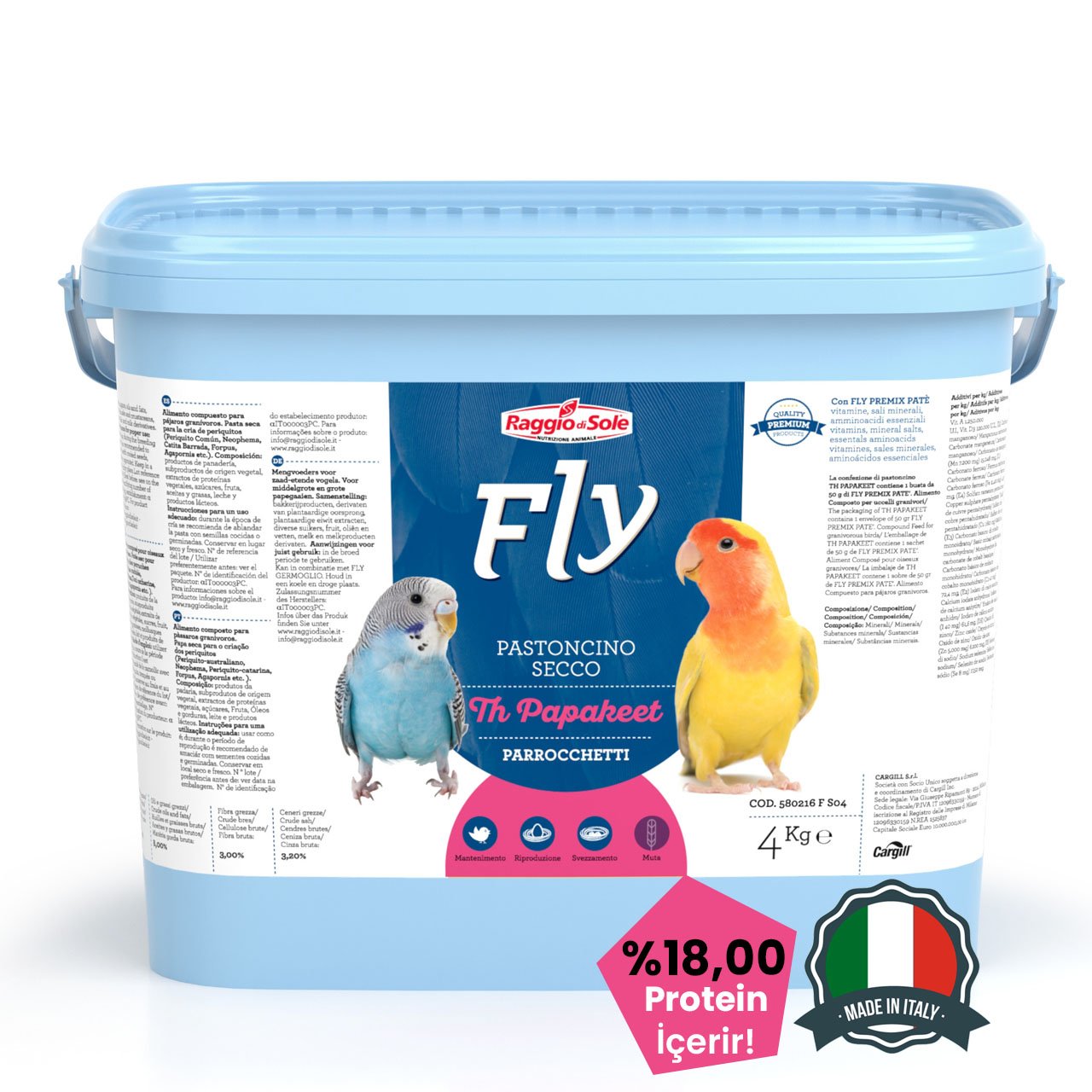 Raggio Di Sole Fly Th Papakeet Gamaruslu Polenli Premium Kuru Muhabbet Kuşu Maması 1 kg