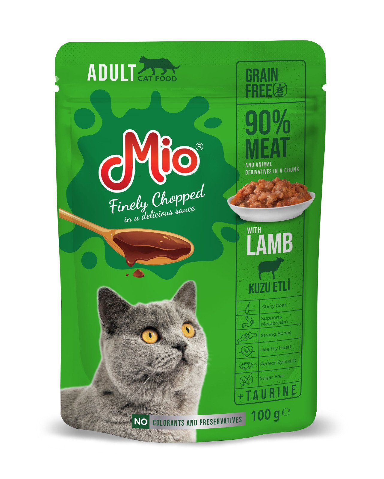 Mio Adult Lamb Pouches Yetişkin Kediler İçin Kuzu Etli Poşet Mama 100 gr