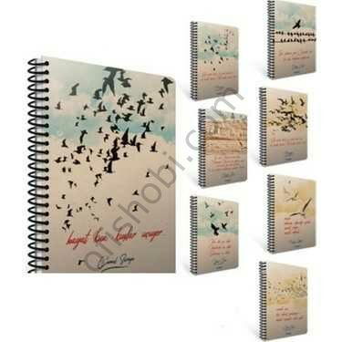 Gıpta Kuşlar Spiralli Sert Kapak Defter 13X18 120 Yp Çizgili