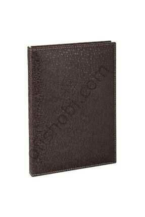 2K Deri Kapak Defter Ajanda Tarihsiz Kareli 4913 Kahverengi 17x24 Cm