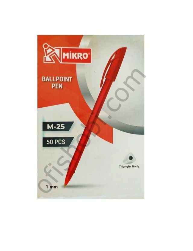 Mikro M-25 Tükenmez Kalem Kırmızı 50 Li Paket