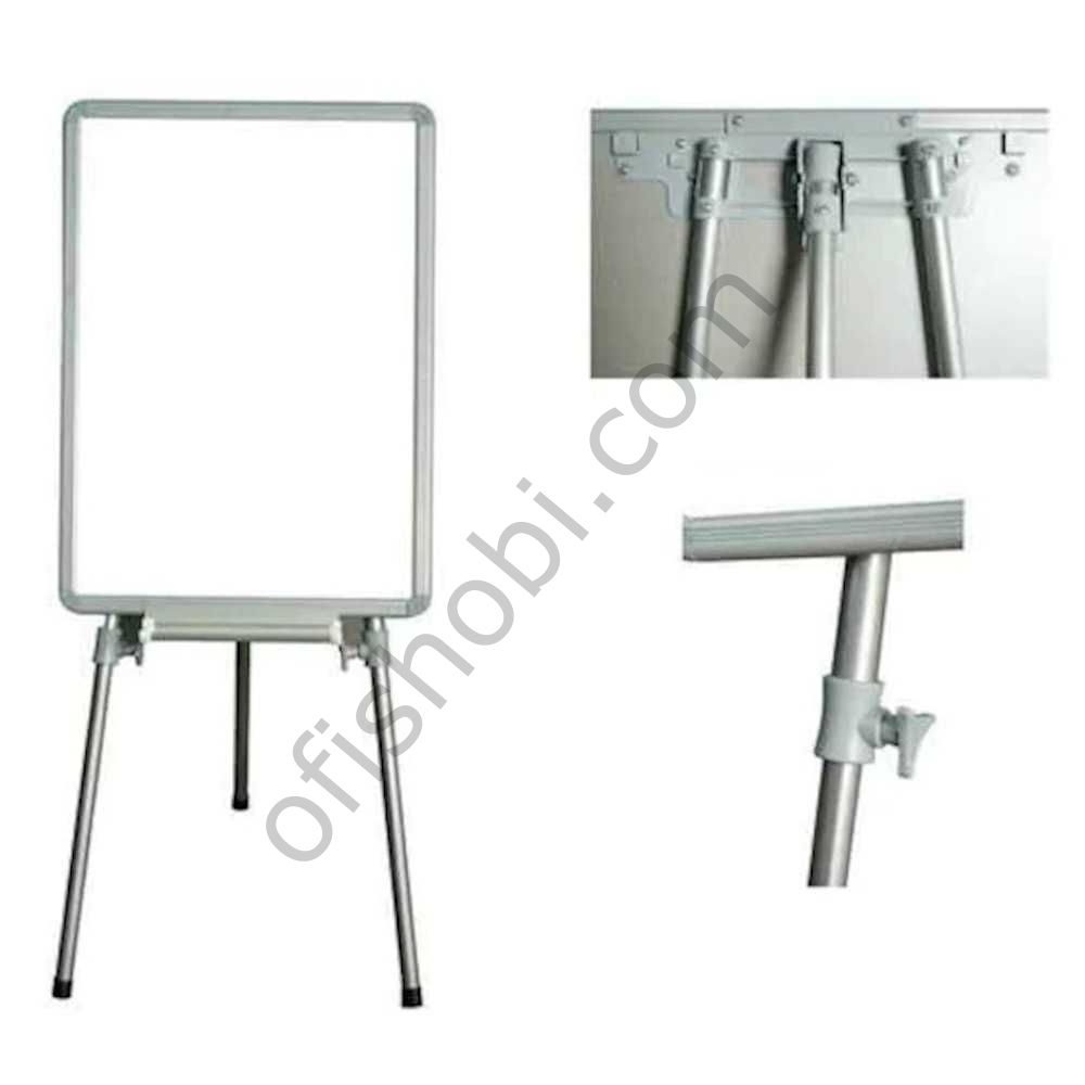 İnter 60x90 Elegant Çerçeve Laminant Yüzeyli Teleskopik Ayaklı Beyaz Yazı Tahtası