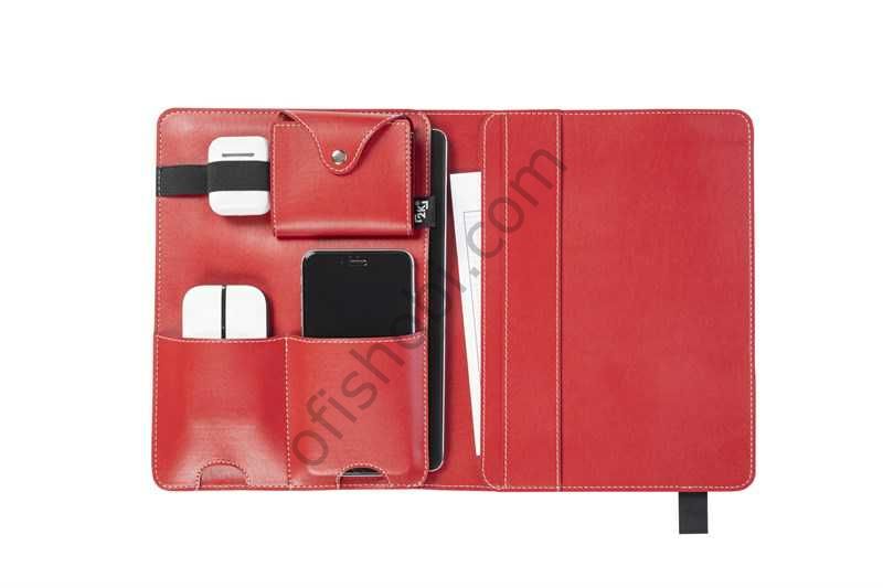 2K Organizer Ve Tablet Kılıfı Suni Deri 49x30 Cm Kırmızı