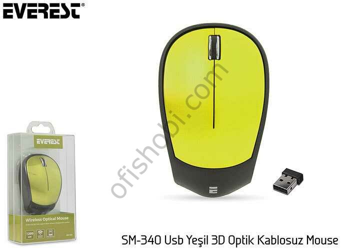 Everest SM-340 Usb Yeşil 3D Optik Kablosuz Mouse