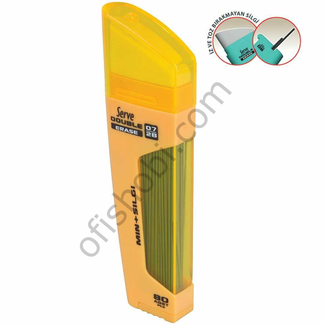 Serve Duble Mekanik Kurşun Kalem Ucu-Silgili 07 Mm Hardal Sarısı