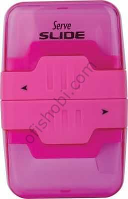 Serve Slıde Silgili Kalemtraş Pembe Tekli