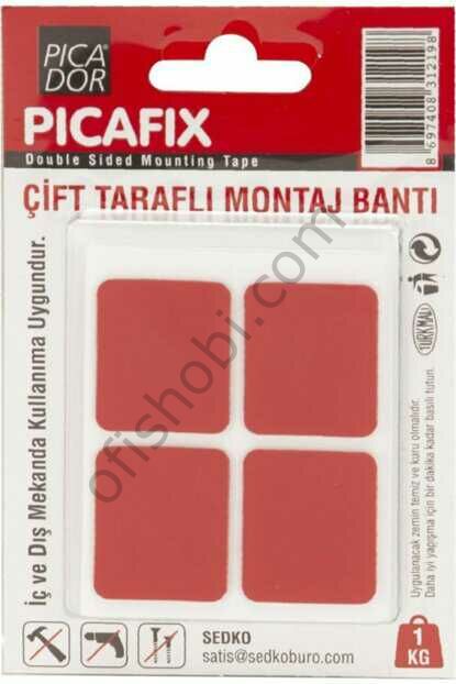 Picador Çift Taraflı Montaj Bant Vhb Kare Kırmızı