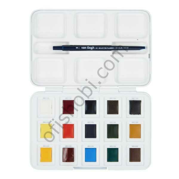 Van Gogh Sulu Boya Tablet 12+3 Renk Set - Plastik Kutu