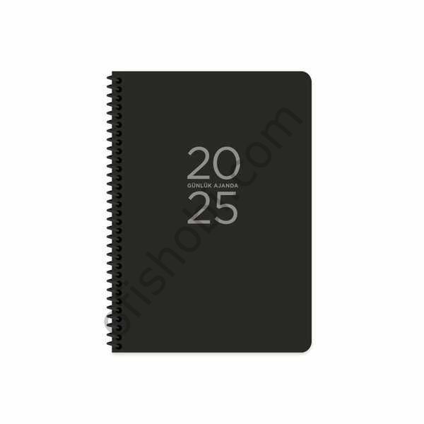 Keskin 2025-17x24 Spiralli Günlük Ajanda Siyah