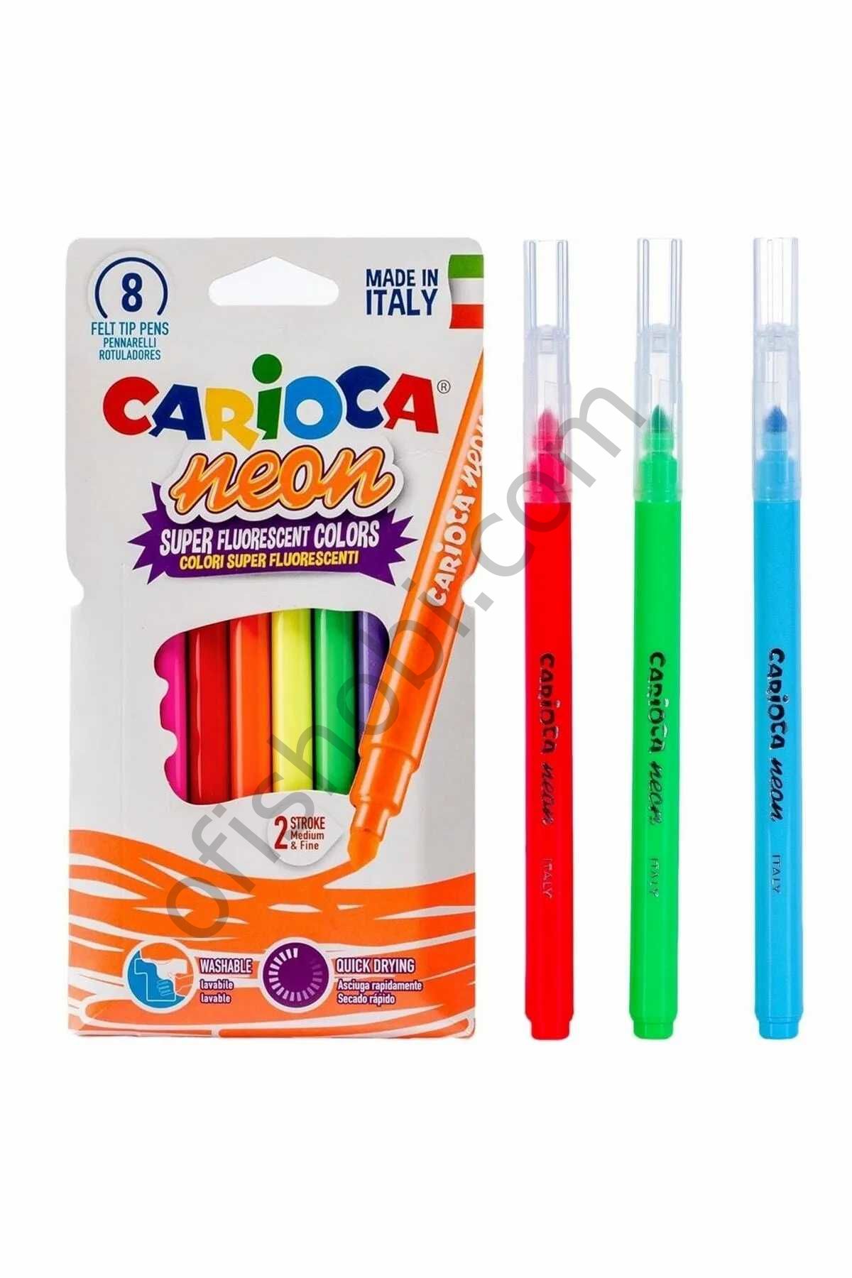 Carioca Fosforlu Yıkanabilir Keçeli Boya Kalemi 8 Li