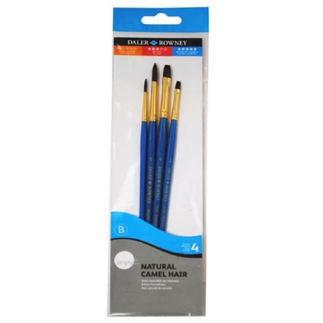 Daler Rowney Deve Kılı Fırça Seti Kısa Sap 4 Lü