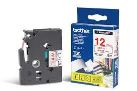 TZ-232 12mm Beyaz üzerine Kırmızı Laminasyonlu Etiket (TZ Tape)