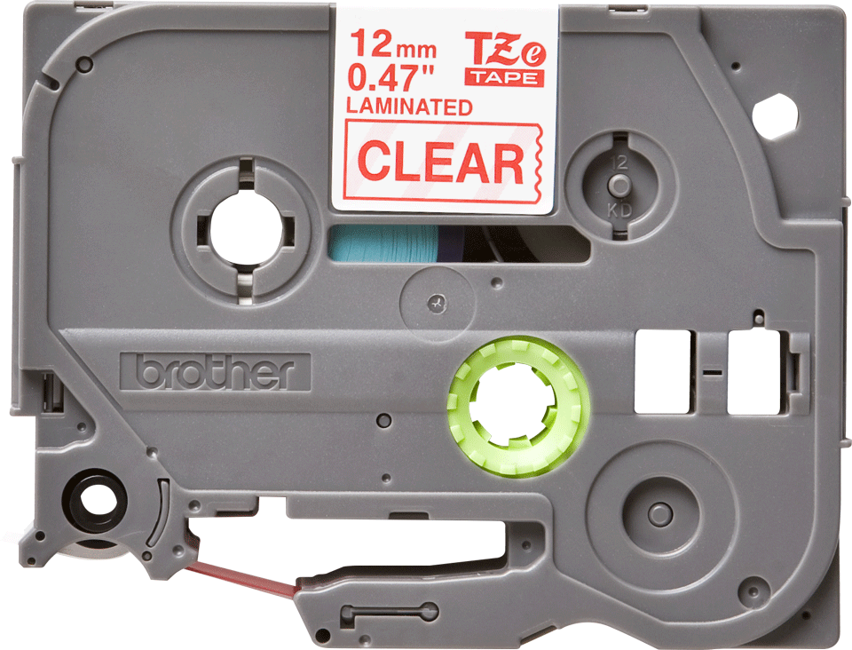 TZe-132 12mm Şeffaf üzerine Kırmızı Laminasyonlu Etiket (TZe Tape)