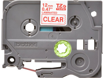 TZe-132 12mm Şeffaf üzerine Kırmızı Laminasyonlu Etiket (TZe Tape)