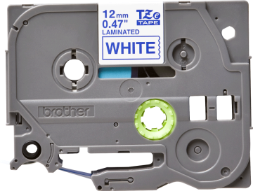 TZe-233 12mm Beyaz üzerine Mavi Laminasyonlu Etiket (TZe Tape)